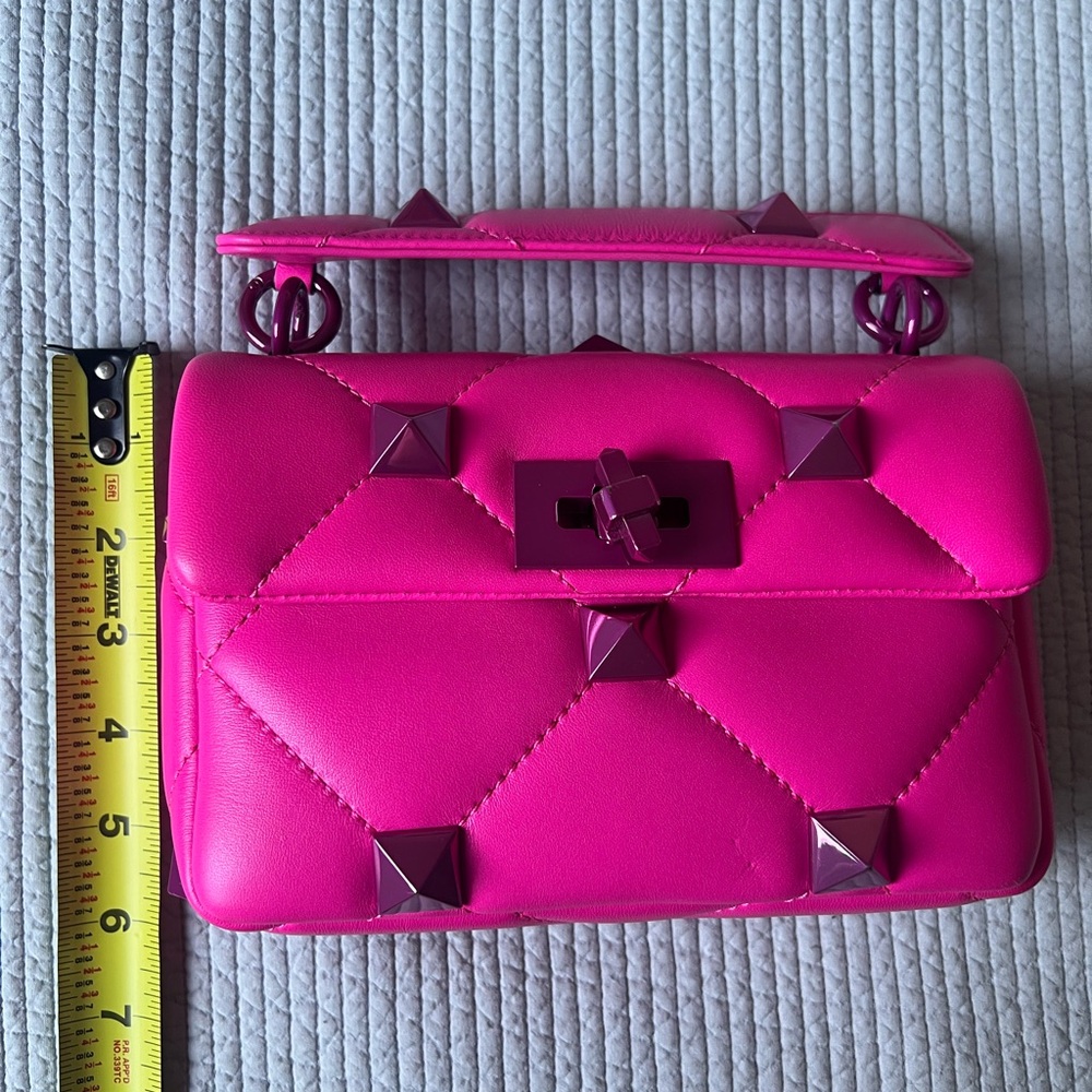 Authentic Valentino Hot Pink Quilted Mini Shoulder Bag with Studs - Picture 9 of 11